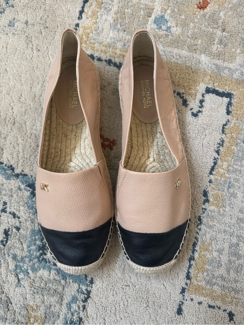 Michael Kors Two-Tone Blush Pink and Black Espadrille Flats